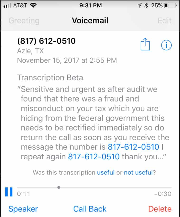 Another IRS Scam Is Making The Rounds