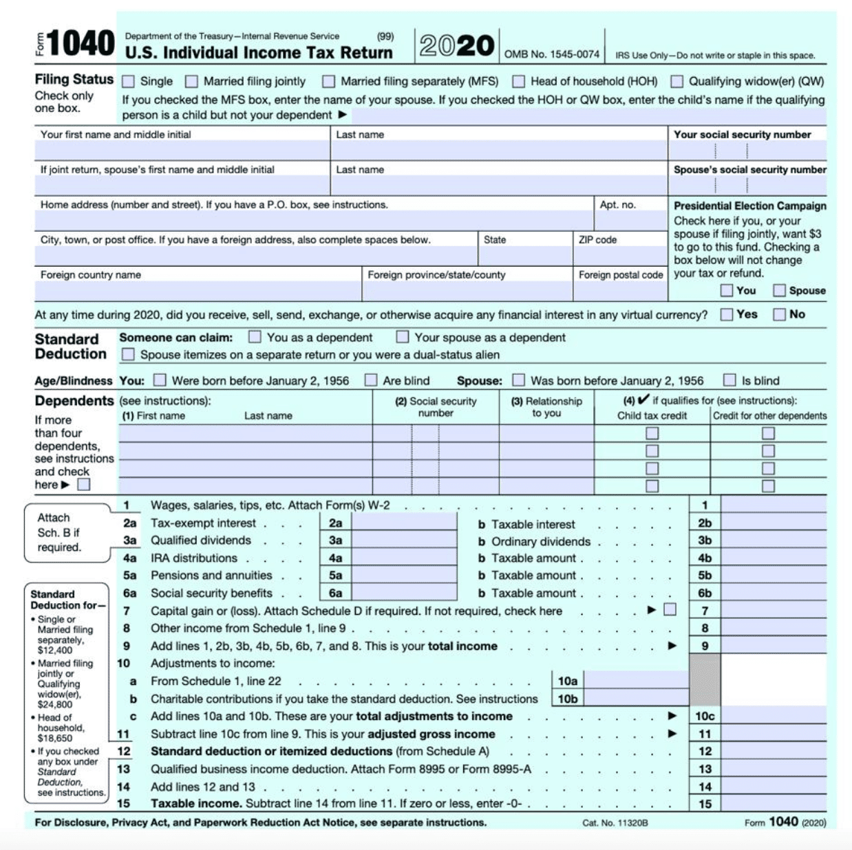 Irs Form 1040 Us Individual Income Tax Return 2021