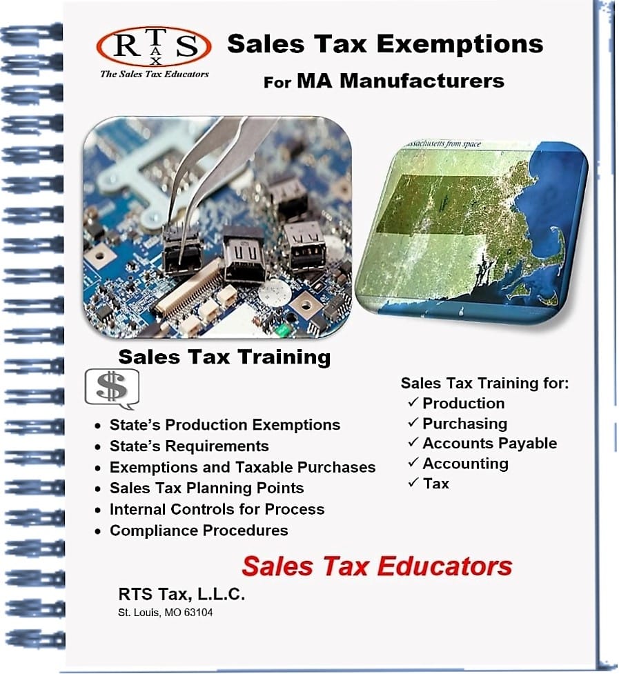 Massachusetts Sales Tax Exemptions Book for Manufacturers