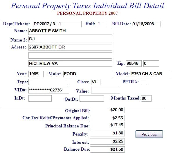 Pay Personal Property Tax