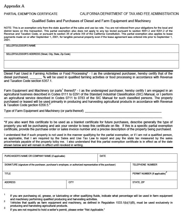 Sales Exemption Certificate